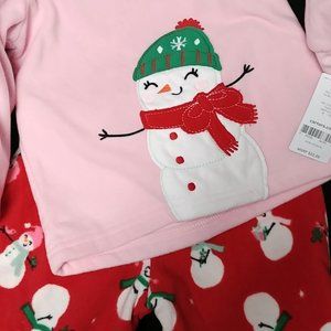 Carter's Pink Snowman Fleece Pajama Set NWT